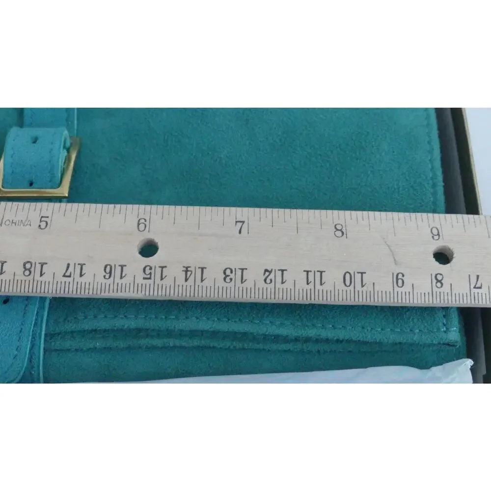 St. Thomas Green Suede Leather Wallet RARE 1960's Estee Lauder Employee Gift NOS